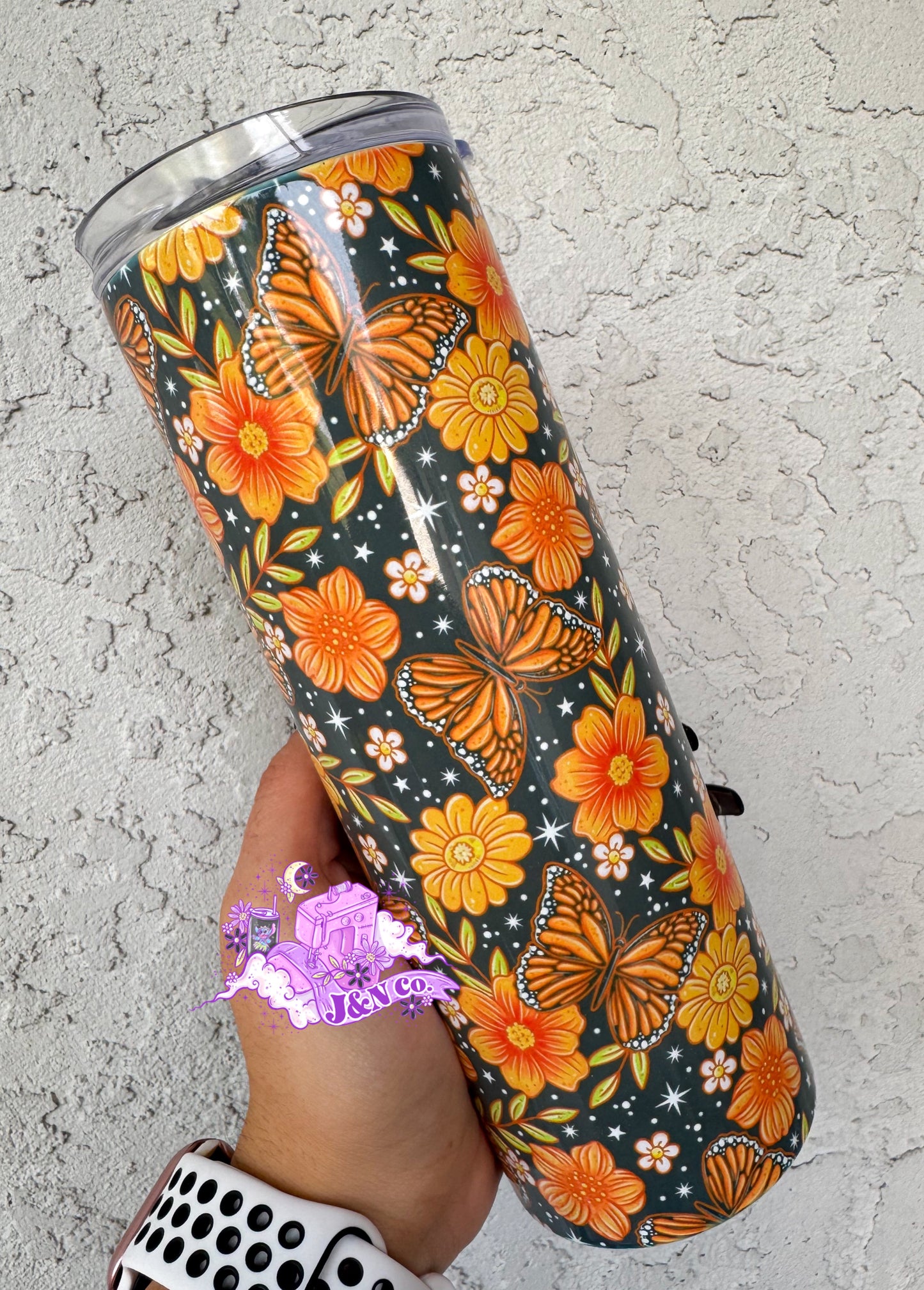 Orange Floral Tumbler