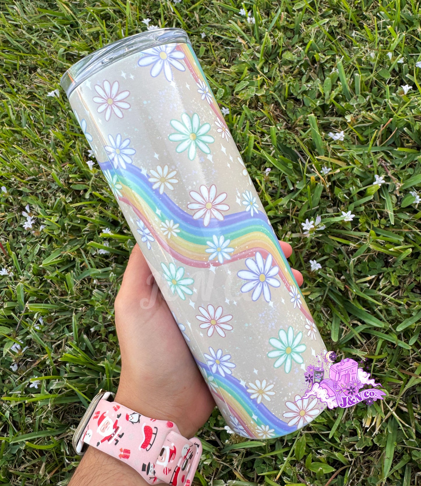 Boho Floral Rainbow Tumbler