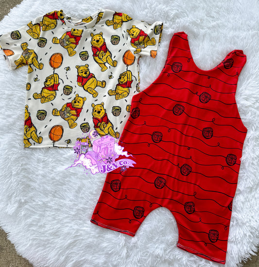 Bear Tee & Short Overalls