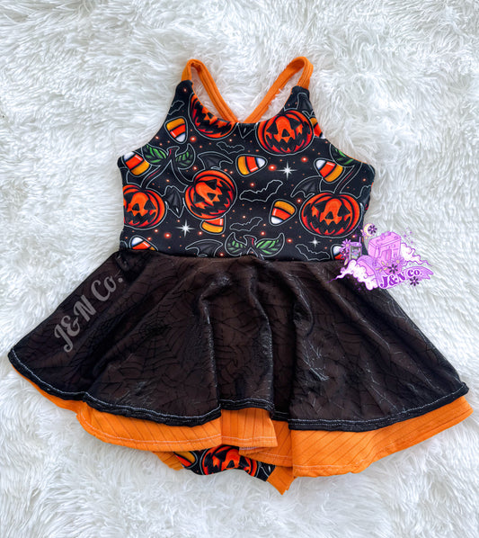 Pumpkin Brielle Bummie Romper + Double Skirt